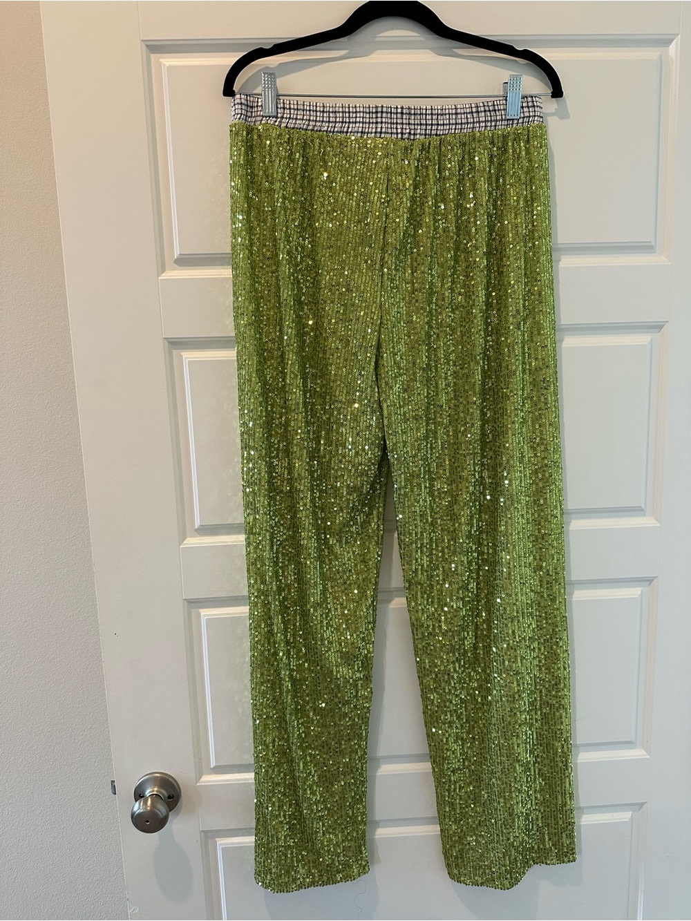 HAND OVER Women’s Lime Sequin Pull-On Casual Pants ex boyfriend Rober long - Picture 3 of 3